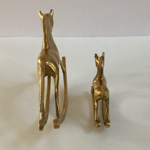 Lot Of 2 Vintage Solid Brass Rocking Horse Figurine Equestrian Home Decor MCM - Picture 8 of 10